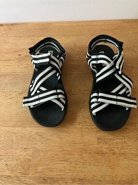 Camper Black and White Striped Sport Sandals for Women